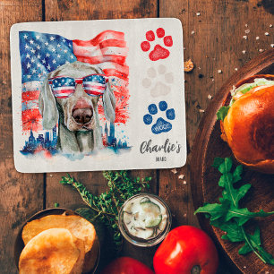Red White and Blue Weimaraner Dog American Flag Cutting Board
