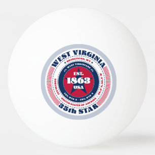 Red, White, and Blue West Virginia Circle  Ping Pong Ball