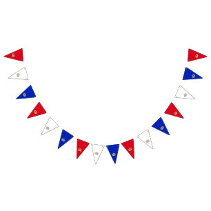 Red, White and Blue with Golden Crown Bunting Flags