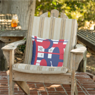 Red, White and Blue with Stars Outdoor Pillow