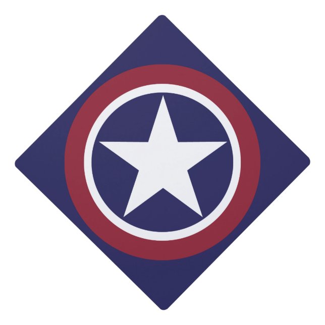 Red, White and Blue With White Star Graduation Cap Topper (Front)