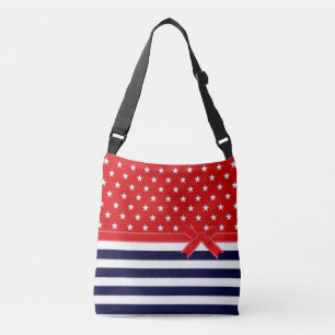 Red White and Blue with White Stars & Stripes Crossbody Bag
