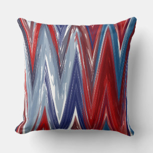 Red White and Blue Zigzag Throw Pillow