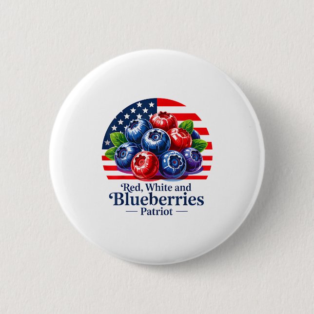 Red White And Blueberries Christian Patriotic  2 Inch Round Button (Front)