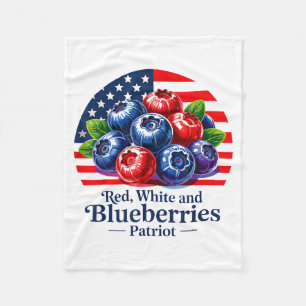 Red White And Blueberries Christian Patriotic  Fleece Blanket