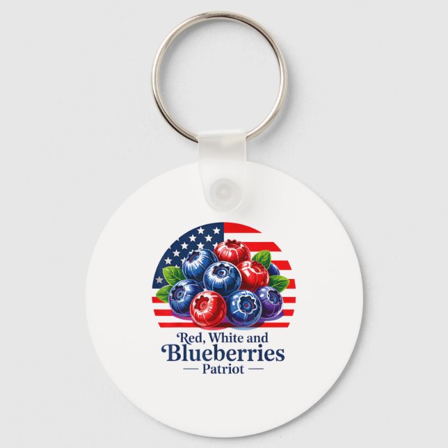 Red White And Blueberries Christian Patriotic  Keychain (Front)