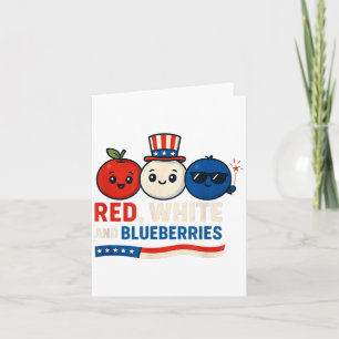 Red, White And Blueberries Patriot Cute Cartoon De Card