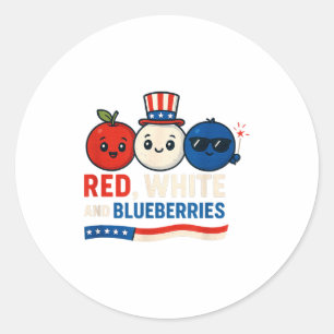 Red, White And Blueberries Patriot Cute Cartoon De Classic Round Sticker