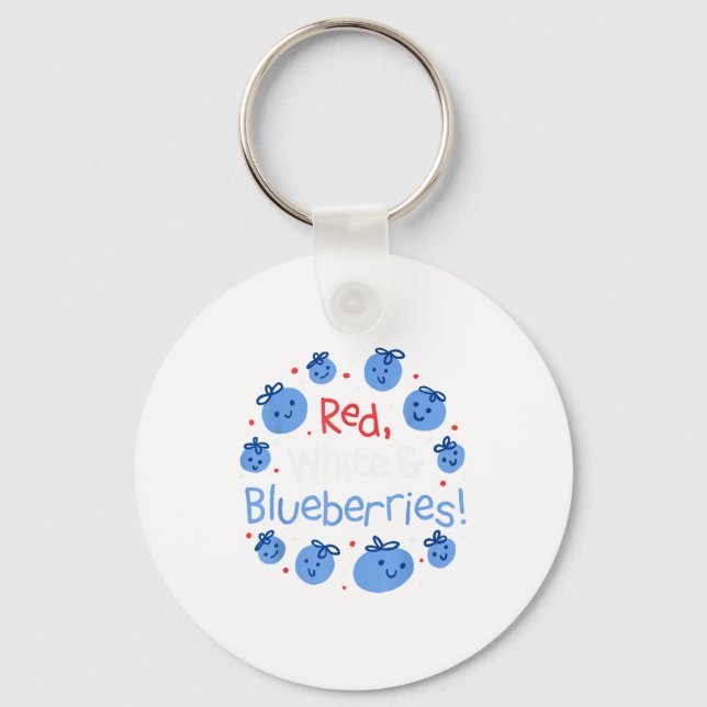 Red, White And Blueberries Patriot Dom For Men Wom Keychain (Front)