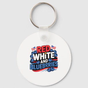 Red, White And Blueberries Patriot Keychain