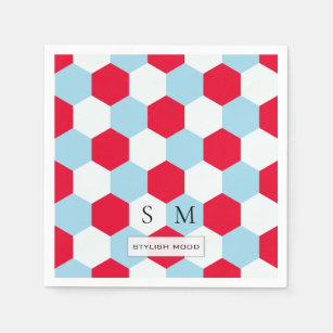 Red, White and Blues Hexagons Monogram Napkin