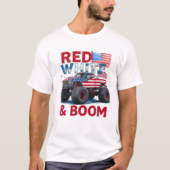 Red White And Boom Tee, Funny 4th of July Shirt (Front)