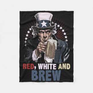 Red White And Brew 4th Of July Uncle Sam Fleece Blanket
