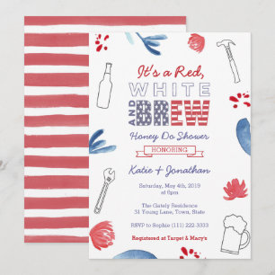 Red White and Brew Honey Do or Couples Shower Invitation