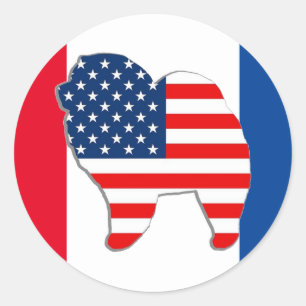 RED WHITE AND CHOW round stickers