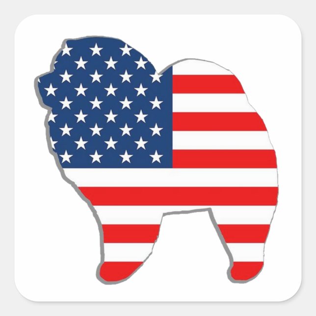 RED WHITE AND CHOW square stickers (Front)