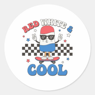 Red White And Cool 4th Of July Popsicle Ice Cream Classic Round Sticker