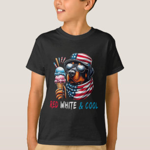 Red White And Cool Dog Ice Cream 4th Of July T-Shirt