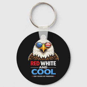 Red White and Cool Patriotic Eagle USA 250 Humour Keychain