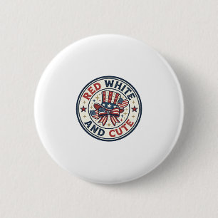 Red White And Cute Patriotic Womens Patriotic Spar 2 Inch Round Button