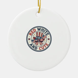 Red White And Cute Patriotic Womens Patriotic Spar Ceramic Ornament