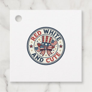 Red White And Cute Patriotic Womens Patriotic Spar Favour Tags