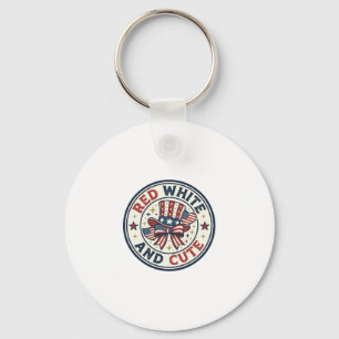 Red White And Cute Patriotic Womens Patriotic Spar Keychain