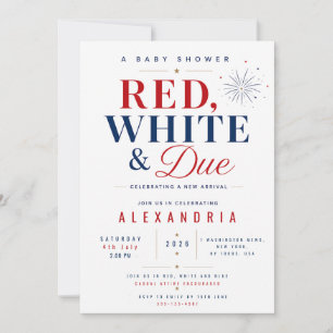 Red White and Due 2026 Gender Neutral Baby Shower Invitation