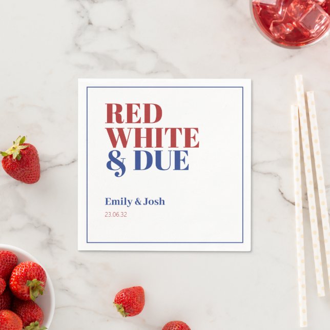 Red White and Due 4th July Baby Shower  Napkin (Insitu)