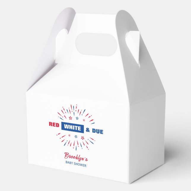 Red White And Due 4th July Patriotic Baby Shower Favor Box (Front)