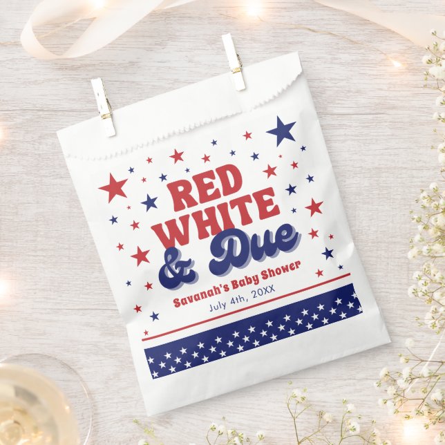 Red, White and Due 4th July Patriotic Baby Shower  Favour Bag (Clipped)