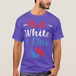 Red White And Due 4th of July Pregnancy Announceme T-Shirt
