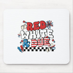 Red White And Due 4th Of July Pregnancy Ba Mouse Pad