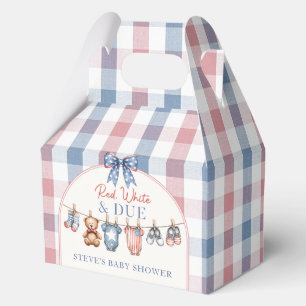 Red White and Due American Baby Shower Favour Boxe Favor Box