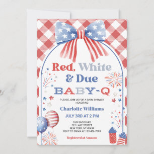Red White and Due Baby-Q Baby Shower Invitation