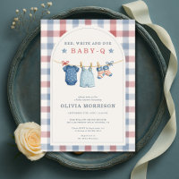 Red White and Due Baby-Q Gingham Baby Shower