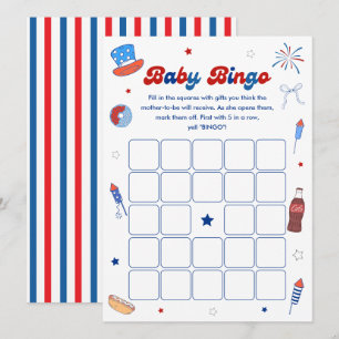 Red White and Due Baby Shower Bingo Game Card