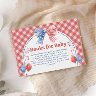 Red White and Due Baby Shower Books For Baby Enclosure Card