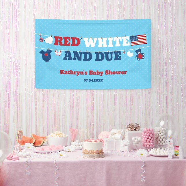 Red White and Due Baby Shower Clothesline July 4th Banner (Party)