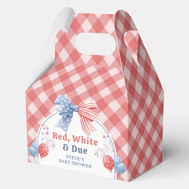 Red White and Due Baby Shower Favour Boxes (Front)