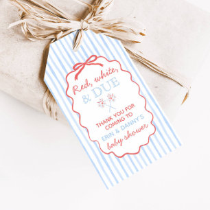 Red White and Due Baby Shower Favour Tags