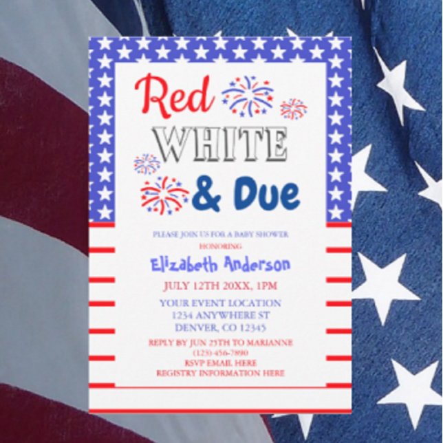 Red, White and Due Baby Shower Invitation (Creator Uploaded)