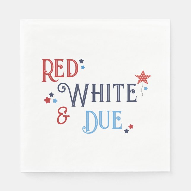 Red White and Due Baby Shower Invitation Napkin (Front)