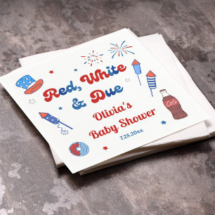 Red, White and Due Baby Shower  Napkin