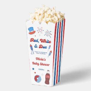 Red, White and Due Baby Shower Popcorn  Favor Box