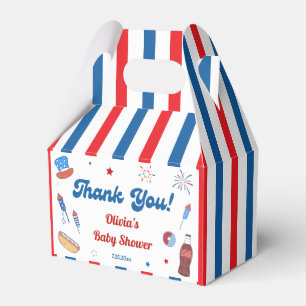 Red, White and Due Baby Shower Thank You Favor Box