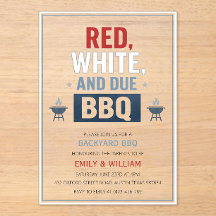 Red White and Due BBQ Baby Shower Invitation