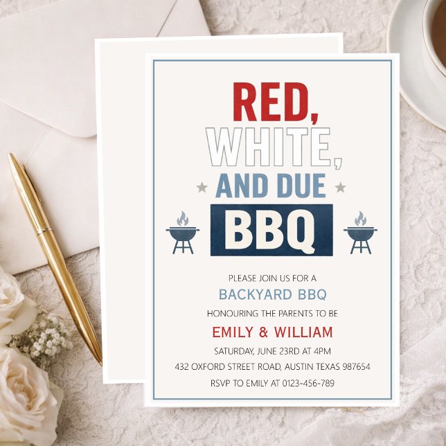 Red White and Due BBQ Baby Shower Invitation (Créateur téléchargé)