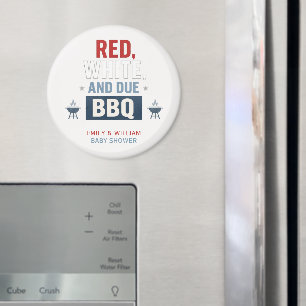Red White and Due BBQ Baby Shower  Magnet
