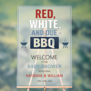 Red White and Due BBQ Baby Shower Welcome Acrylic Sign